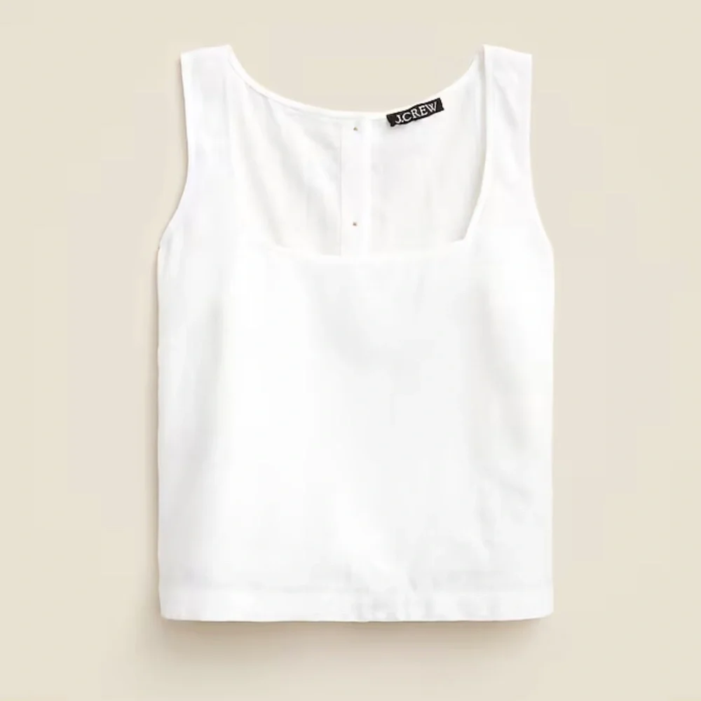 J Crew white Squareneck button-back top in linen M NWT - Picture 4 of 8